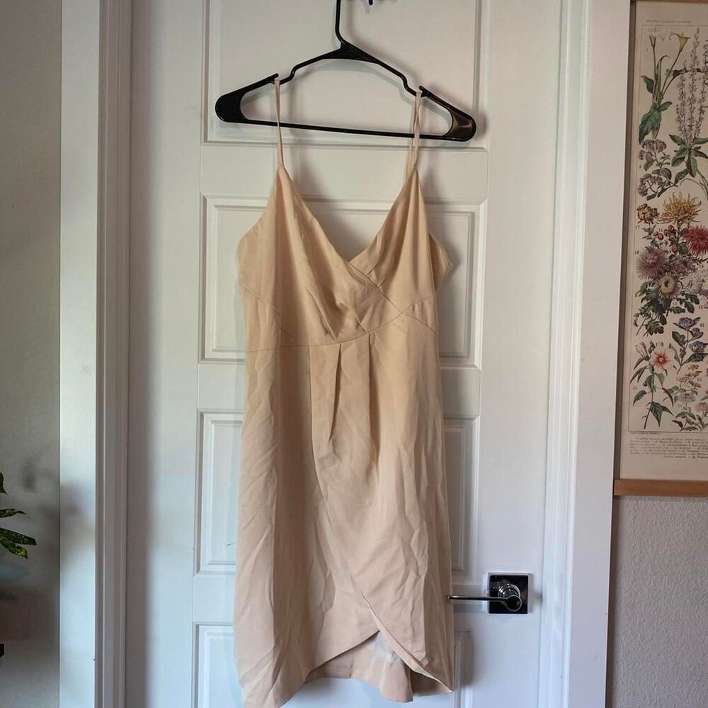 Lulus Women's Cream and Tan Wrap Dress - Picture 1 of 4